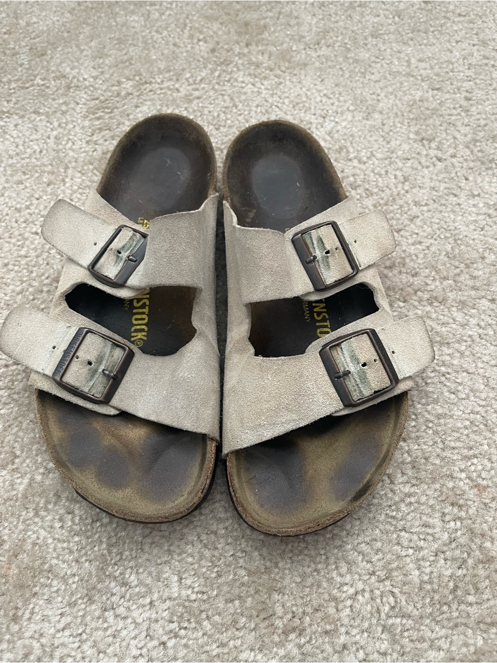 Birkenstock Two-Strap Suede Sandals - Light Beige